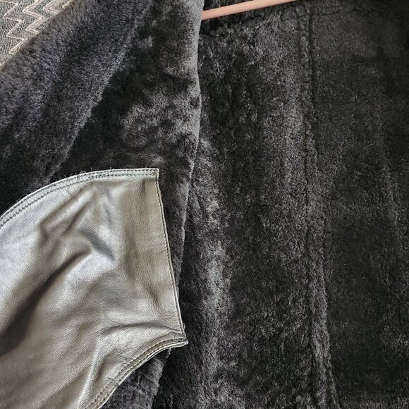 Sheepskin Shearling Aviator Leather Jacket - Picture 8 of 13